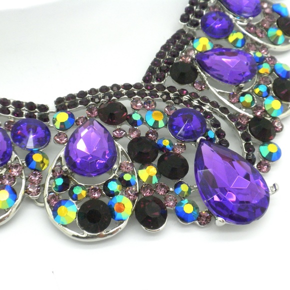 Evening Purple Crystal Necklace & Earrings - Picture 3 of 3